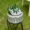 Silver Galvanized Metal Ice Bucket Beverage Cooler Tub with Stand